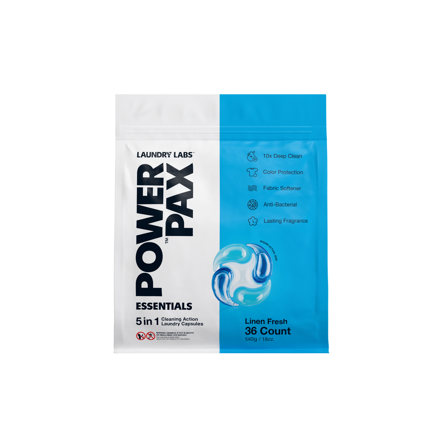Power Pax 5-in-1 Linen Fresh Laundry Pods | Case of 8 (36-Count Bags)