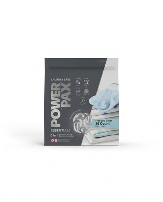 Package of Power Pax laundry pods on a white background