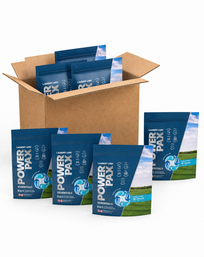Power Pax 5-in-1 Linen Fresh Laundry Pods | Case of 8 (36-Count Bags)