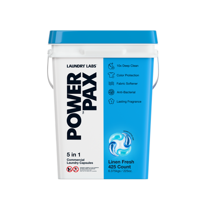 Front view of PowerPax Linen Fresh bucket with color protection and freshness.