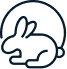 Simple line drawing of a rabbit with a circular background