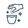 Icon of a hand sprinkling something into a bowl with sparkles.